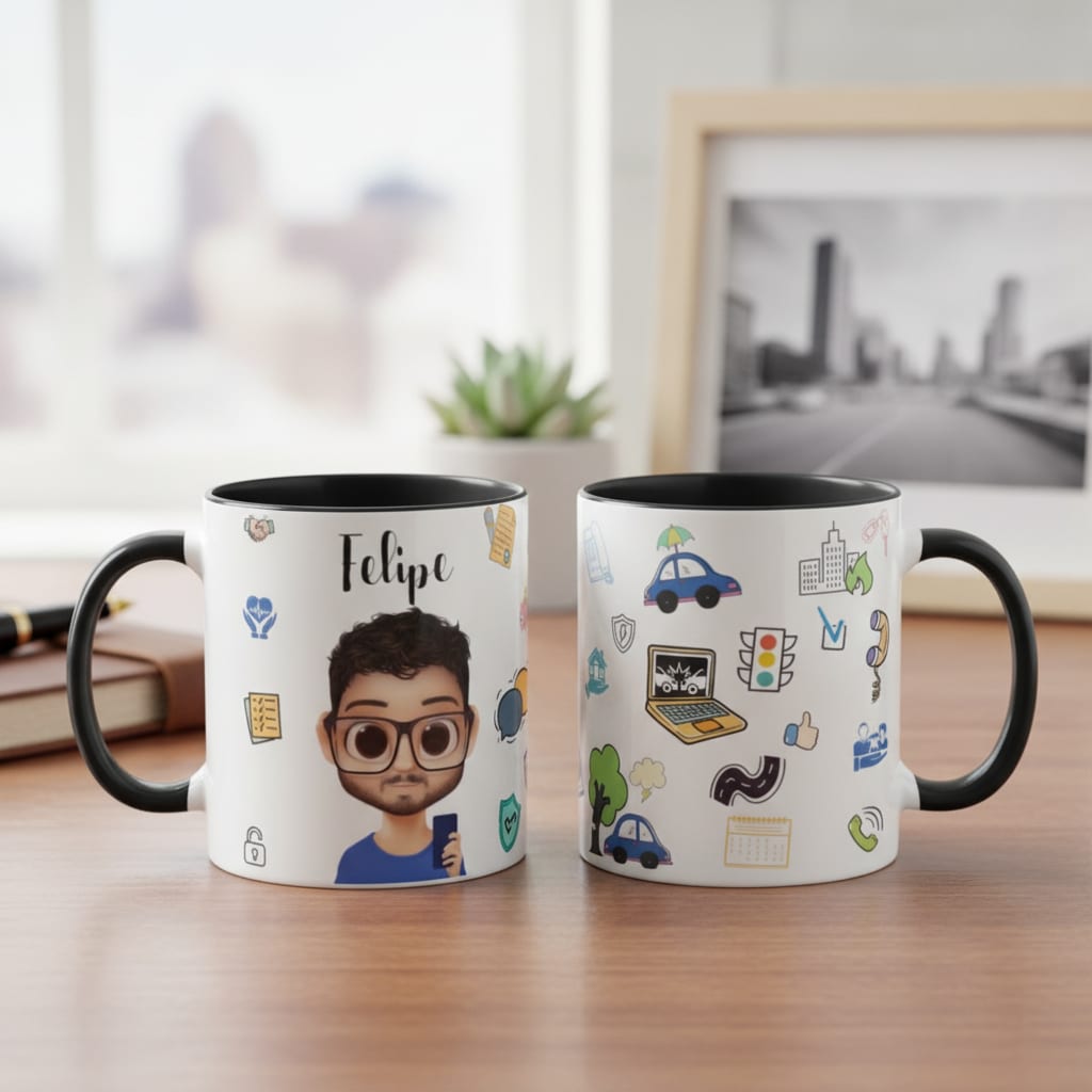 Caneca Corretor de Seguros Presente Corretoras Auto Avatar - Profissões (Corretor(a))
