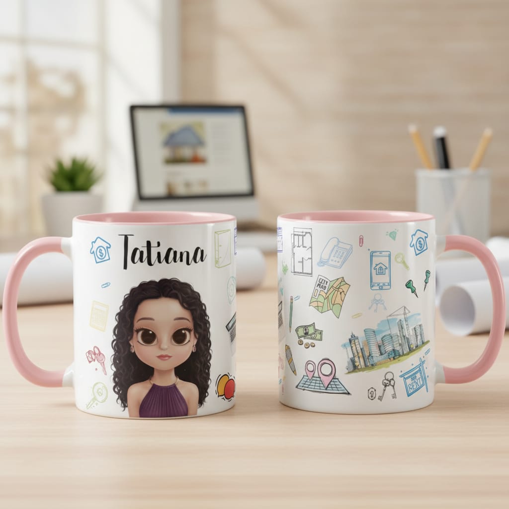 Caneca Corretora de Imóveis Presente Criativo Imobiliária - Profissões (Corretor(a))