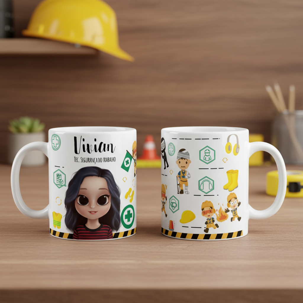Caneca Criativa Presente Profissão Segurança do Trabalho - Profissões (Segurança do Trabalho)