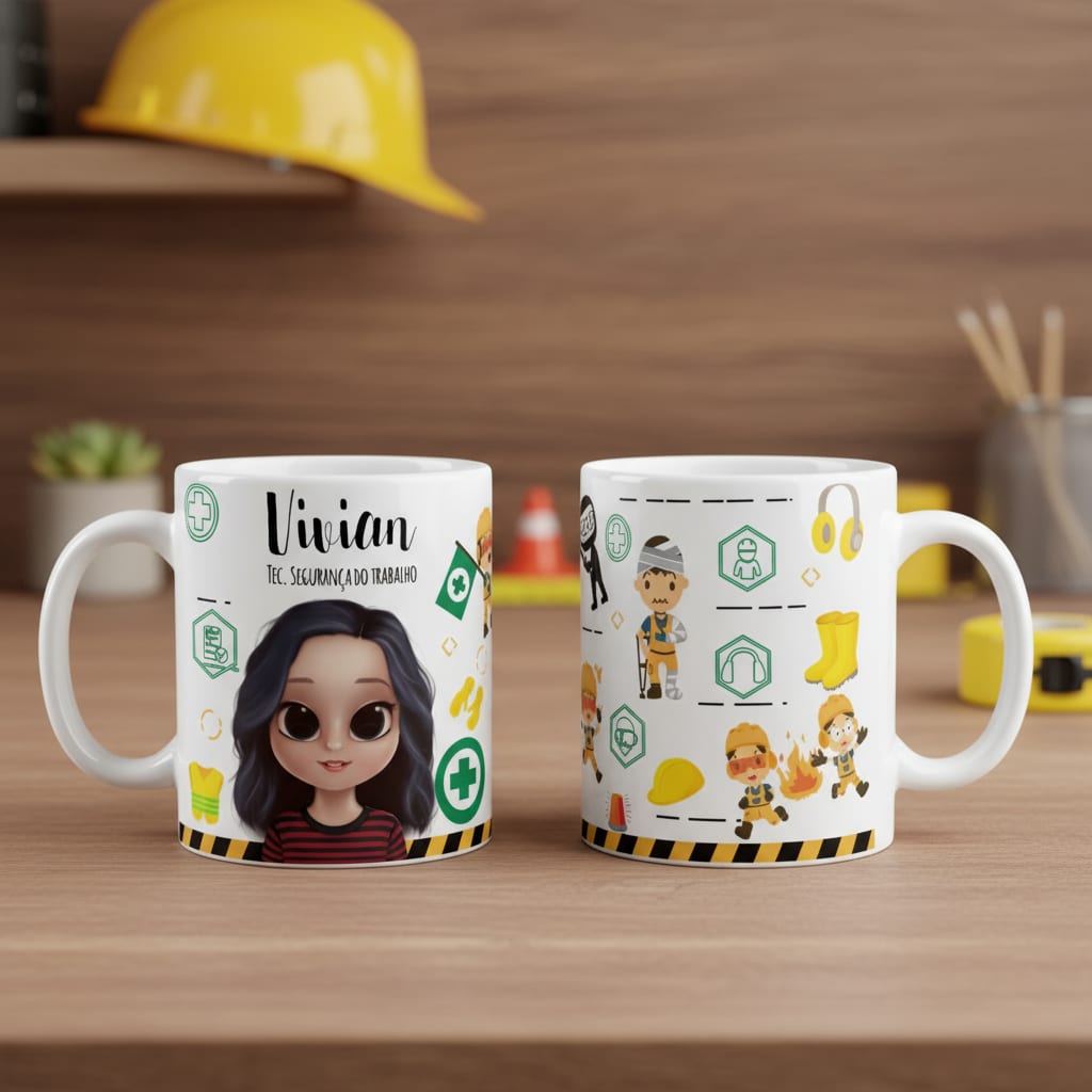 Caneca Criativa Presente Profissão Segurança do Trabalho - Profissões (Segurança do Trabalho)