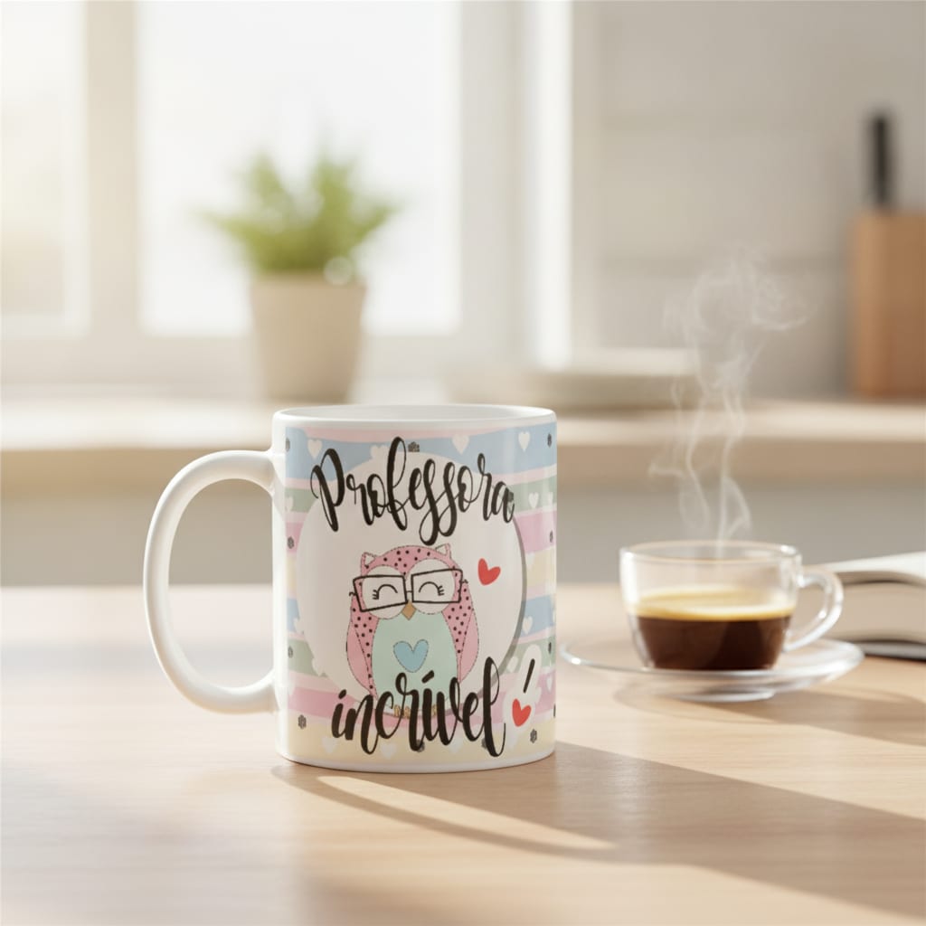 Caneca de Agradecimento Professora Incrível Coruja Lembrança