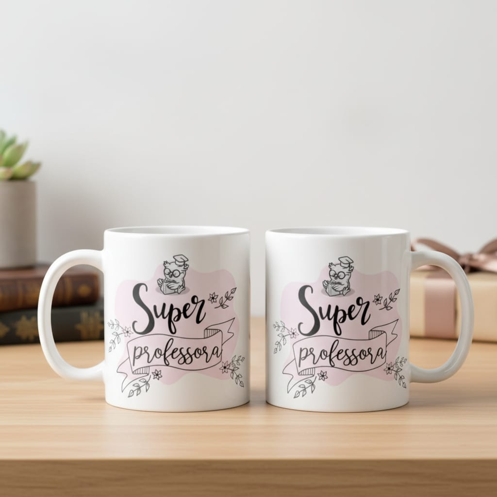 Caneca Delicada Presente Especial para Super Professora - Dia dos Professores (Professor(a))