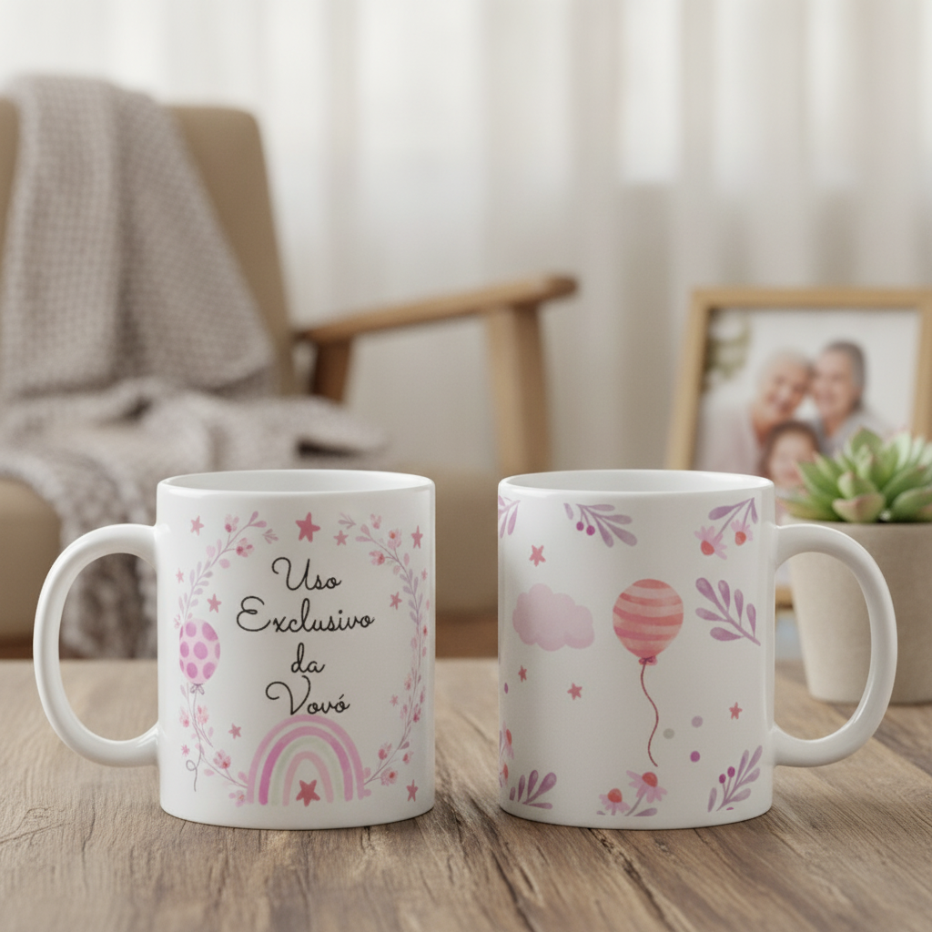 Caneca Delicada Presente Especial Uso Exclusivo da Vovó - Família (Avó/Avô)