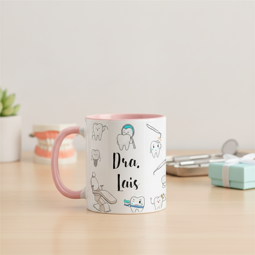 Caneca Dentista Odontologista Com Nome