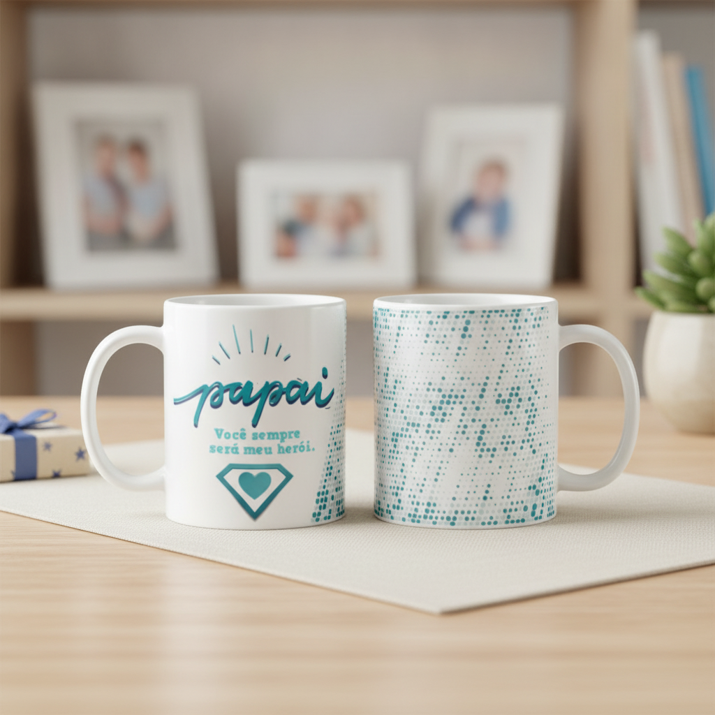 Caneca Dias Dos Pais Personalizada Com Frase Papai Meu Herói - Família (Pai)