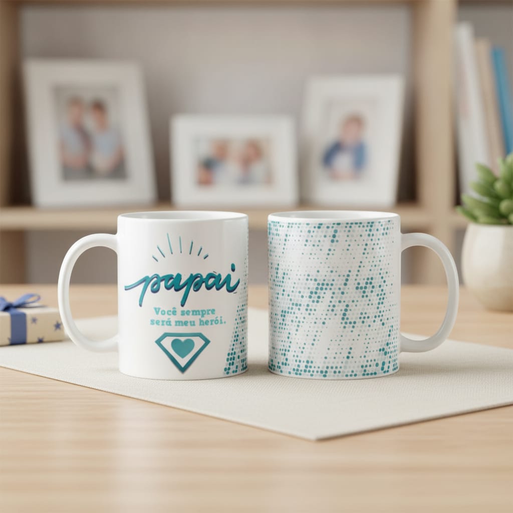 Caneca Dias Dos Pais Personalizada Com Frase Papai Meu Herói - Família (Pai)