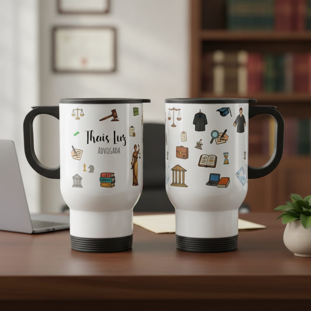 Caneca Direito com Nome Personalizada - Térmico - Profissões (Advogado(a))