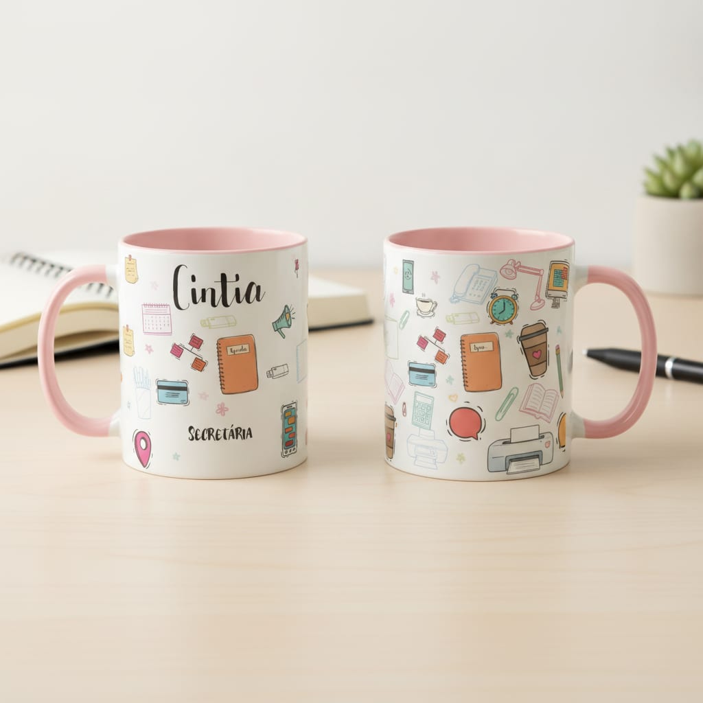 Caneca Divertida de Secretaria Executiva com Nome Profissão - Profissões (Secretária)