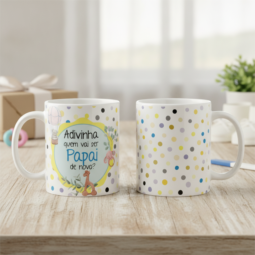 Caneca Especial Surpresa Revelar Nova Gravidez Família Pai - Anúncio de Gravidez (Pai)