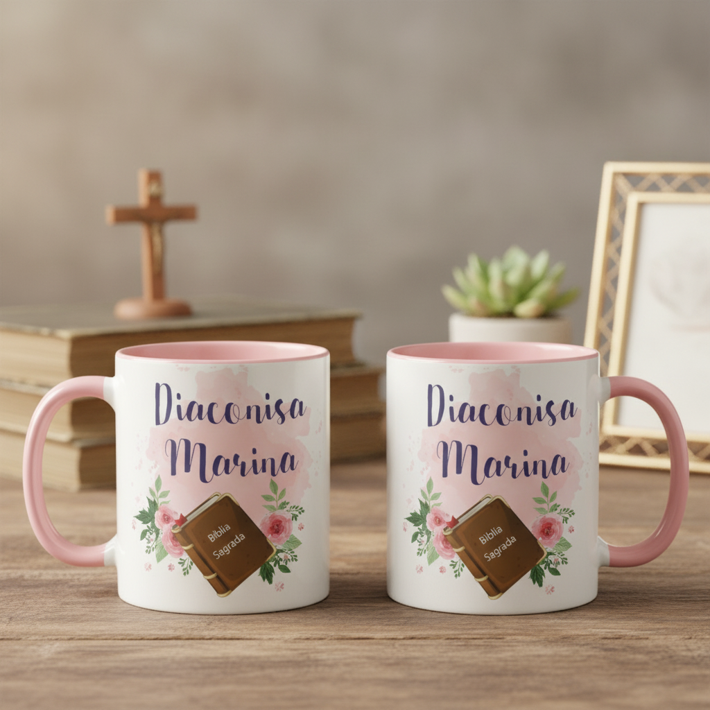 Caneca Evangélica Personalizada Presente com Nome Mulher - Religioso (Pastora)