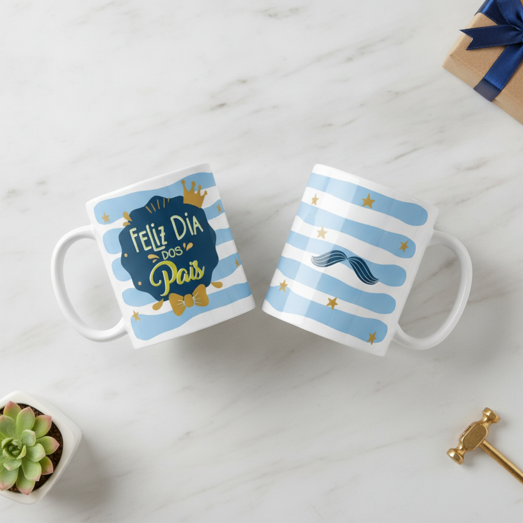 Caneca Feliz Dia dos Pais Presente Escola Empresa Família - Família (Pai)