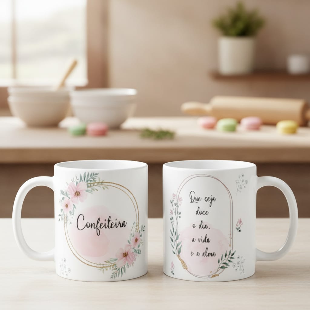 Caneca Feminina Delicada Presente Profissão Confeitaria - Profissões (Cozinheiro(a))