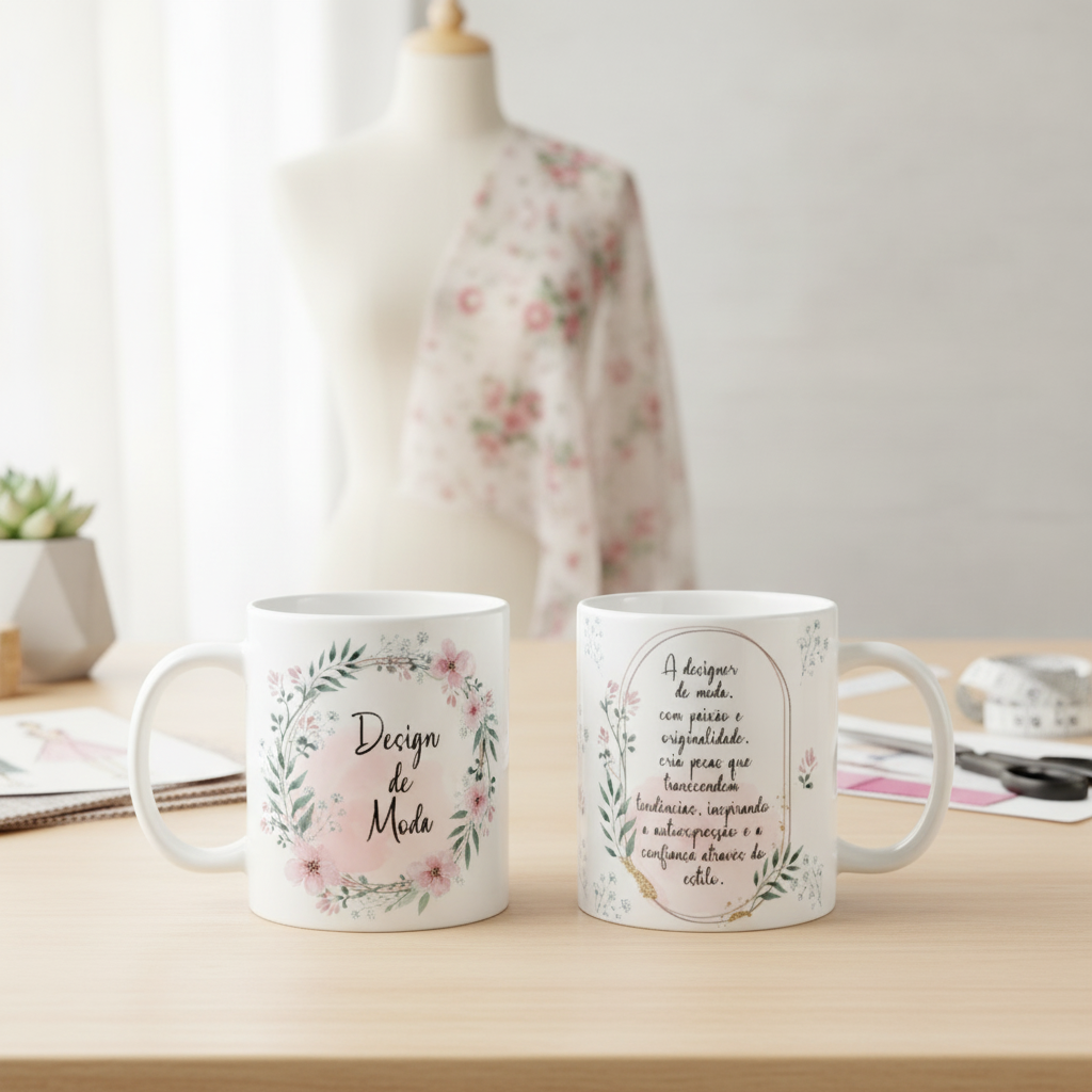 Caneca Feminina Delicada Presente Profissão Design de Moda - Profissões (Profissão Design de Moda)