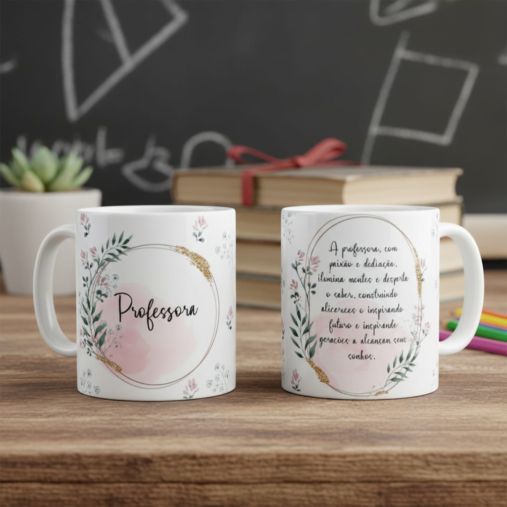 Caneca Feminina Delicada Presente Profissão Professora - Dia dos Professores (Professor(a))