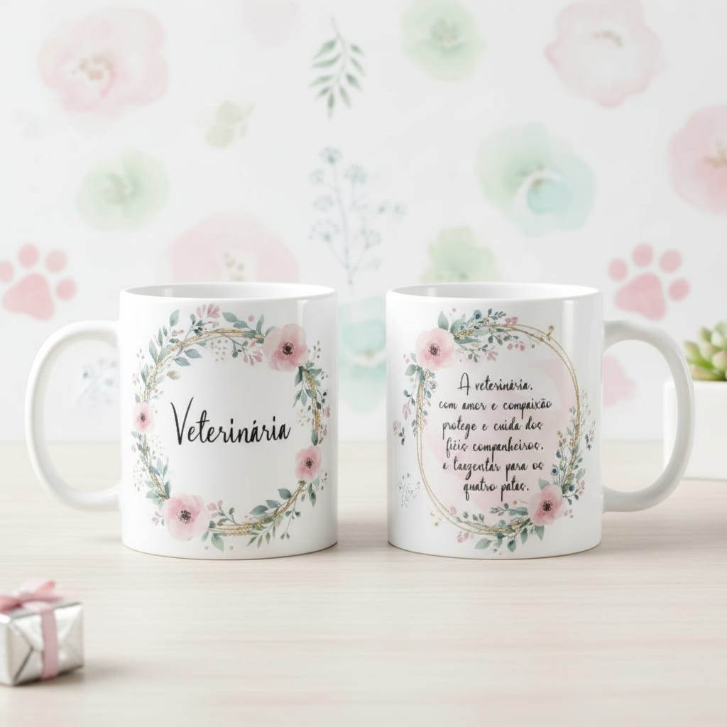 Caneca Feminina Delicada Presente Profissão Veterinária - Profissões (Medicina Veterinária)