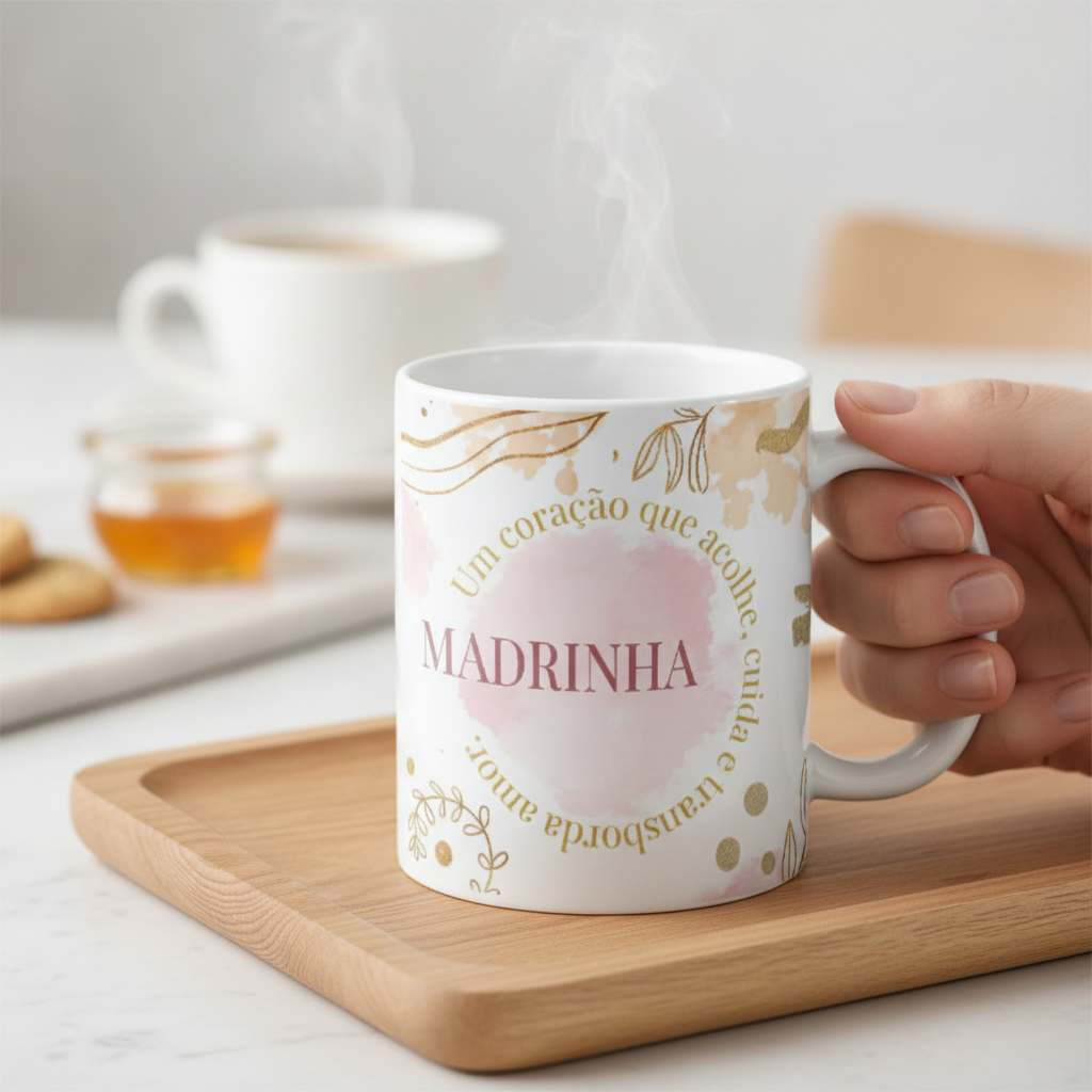 Caneca Feminina Madrinha Presente Coração de Madrinha