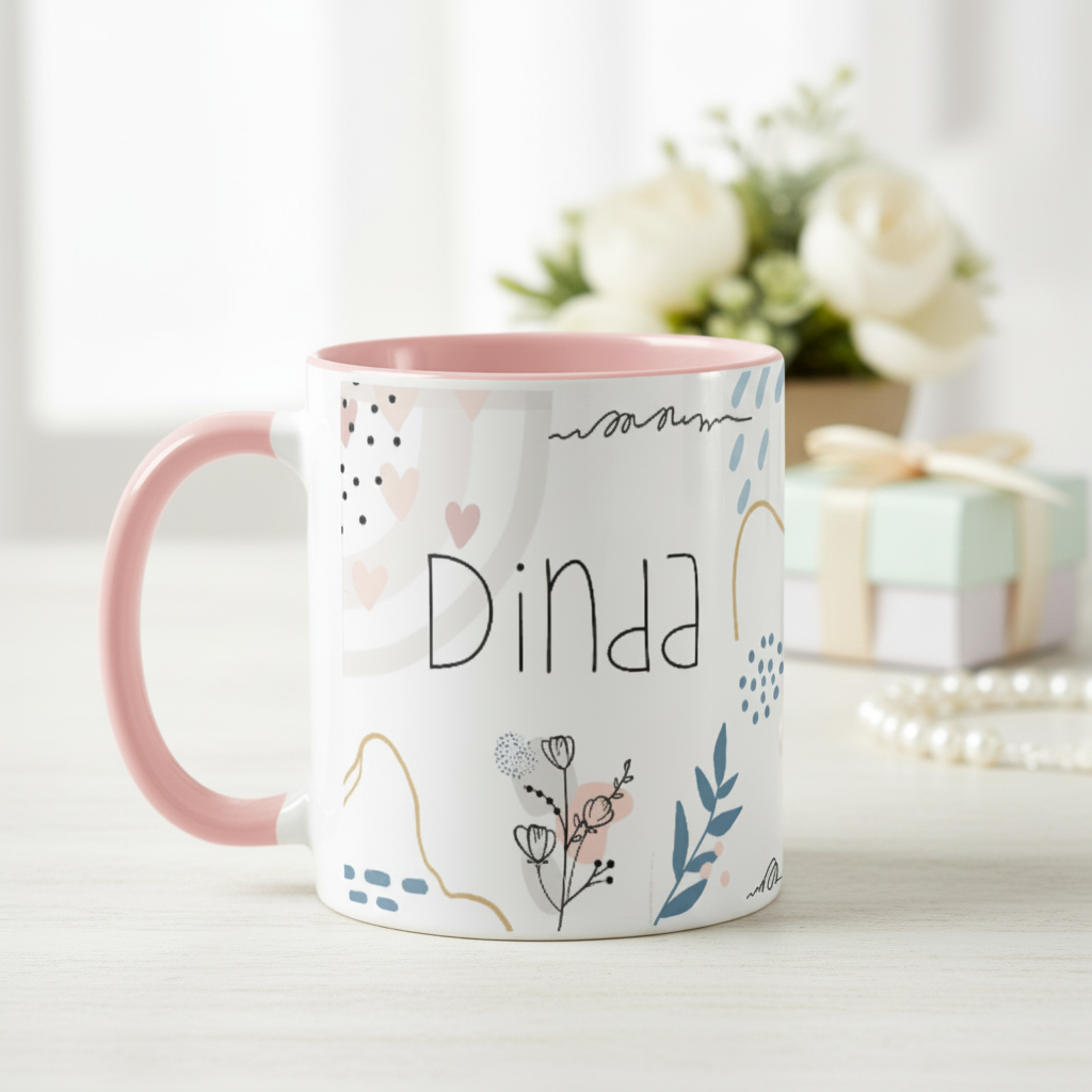 Caneca Feminina Minimalista Madrinha Presente para Dinda - Batizado (Madrinha)