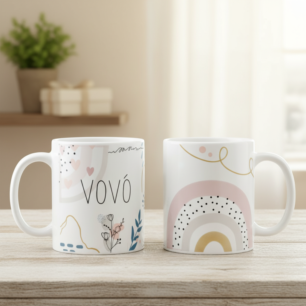 Caneca Feminina Minimalista Presente Especial para Vovó - Família (Avó/Avô)