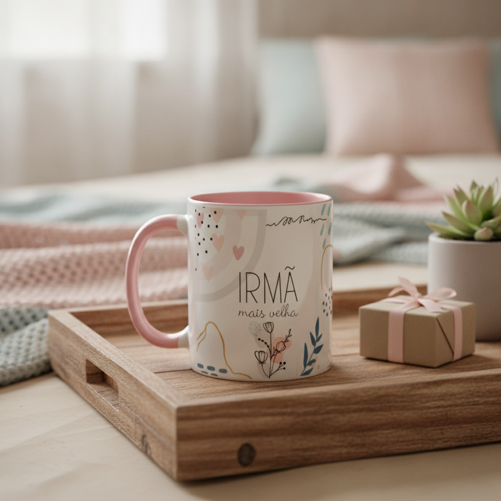 Caneca Feminina Minimalista Presente para Irmã Mais Velha - Família (Irmã(o))