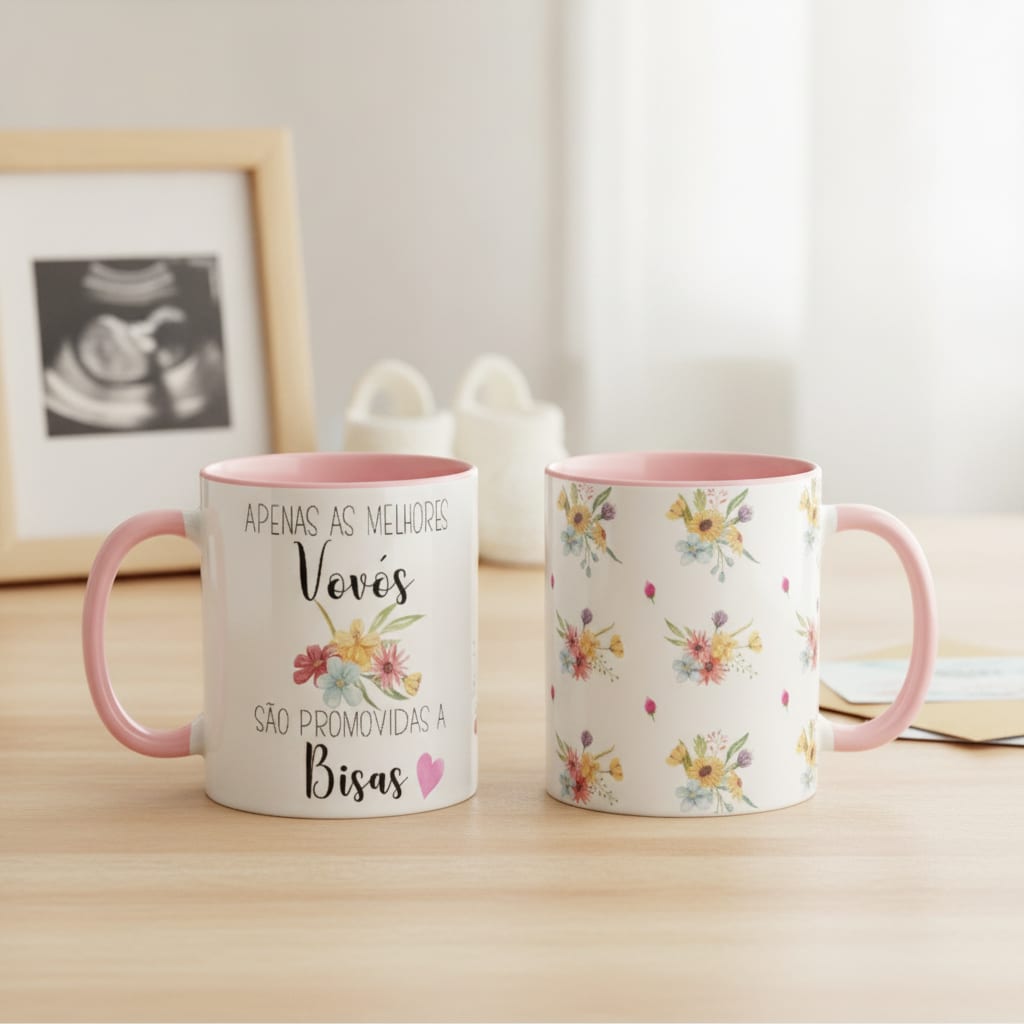 Caneca Rosa Vovó Promovida a Bisa Pronta Entrega Presente Bisavó