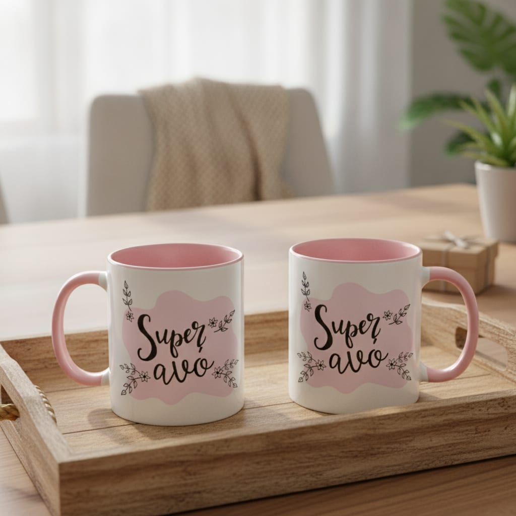 Caneca Feminina Presente Criativo Dia dos Avós Super Avó - Família (Avó/Avô)