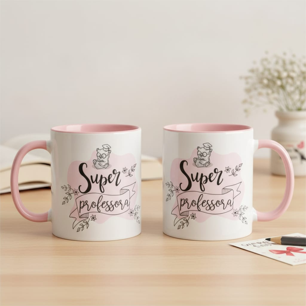 Caneca Feminina Presente Criativo para Super Professora - Dia dos Professores (Professor(a))