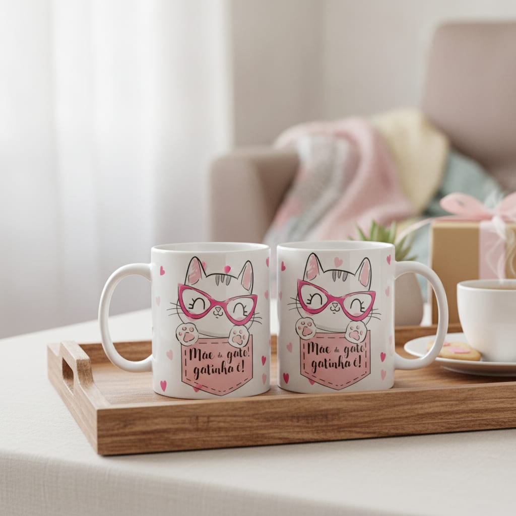 Caneca Feminina Presente Mãe de Gato Gatinha É Personalizada - Família (Mãe)