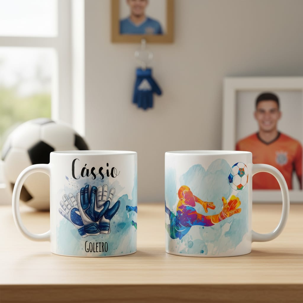 Caneca Futebol Presente Criativo Goleiro com Nome - Profissões (Goleiro)