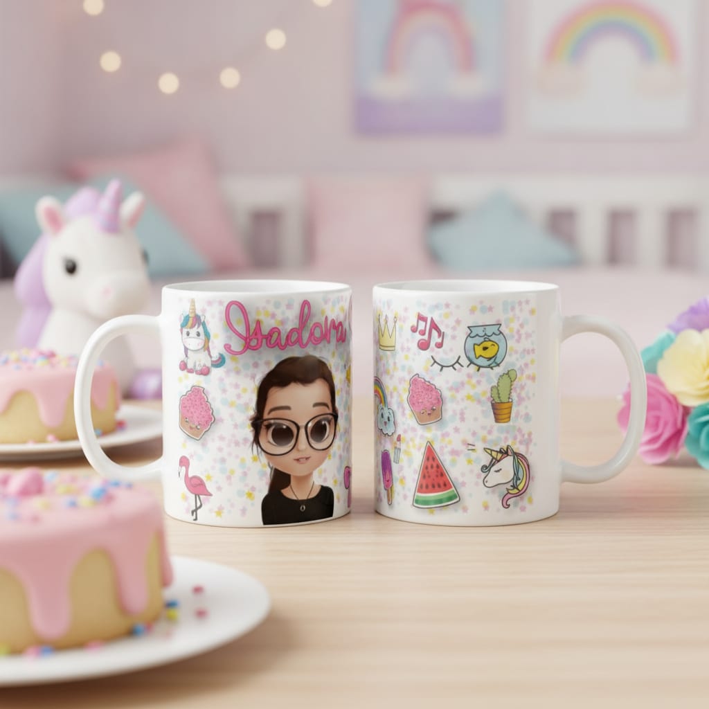 Caneca Infantil Unicórnio de Presente Criativo Menina Avatar