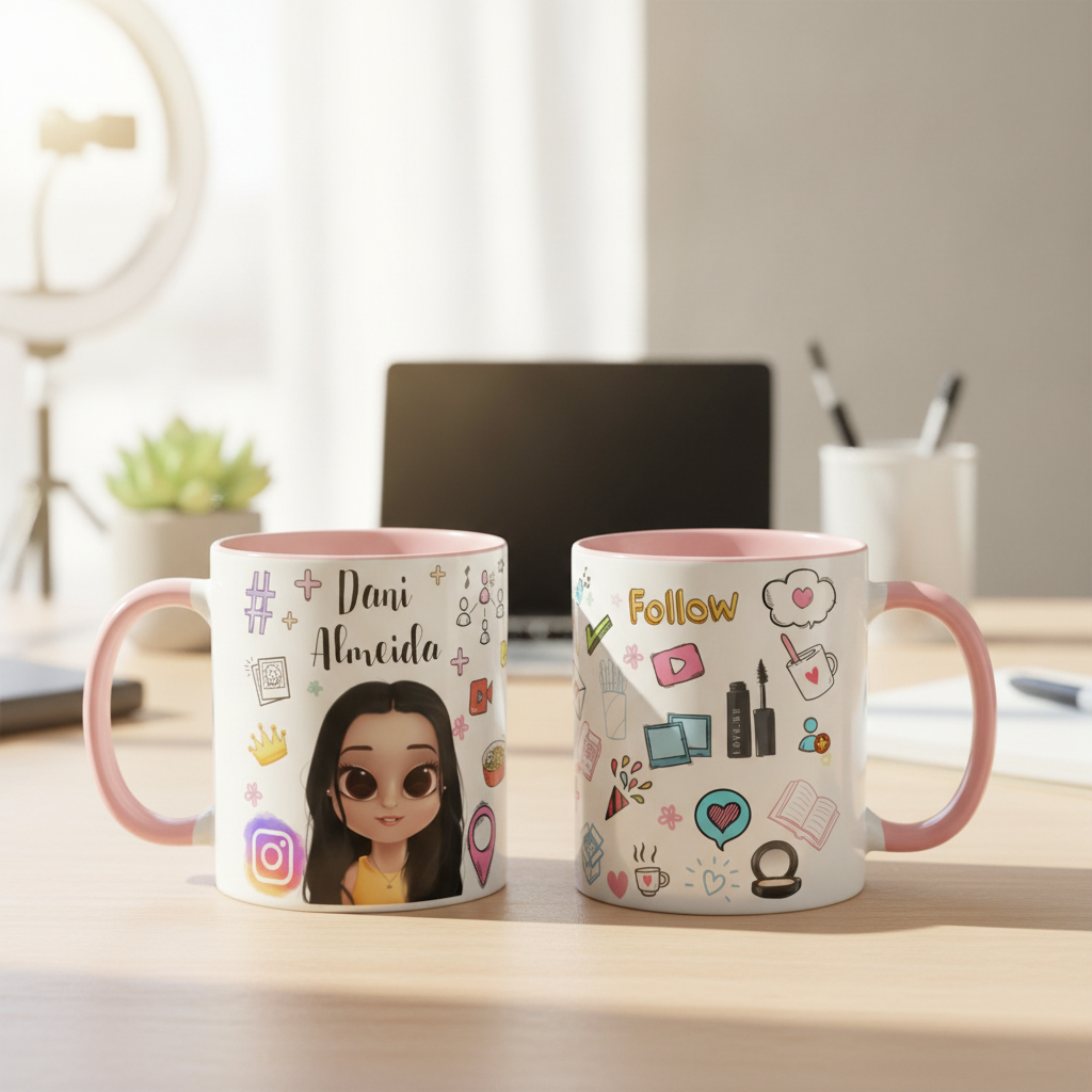 Caneca Influencer Presente Criativo Mulher Blogueira Social - Profissões (Influencer)