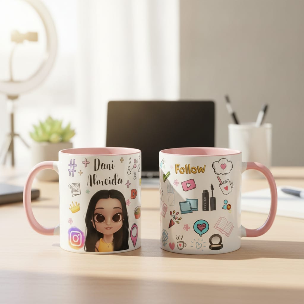 Caneca Influencer Presente Criativo Mulher Blogueira Social - Profissões (Influencer)