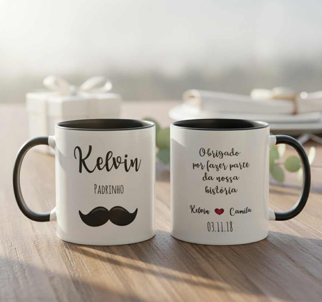 Caneca Lembrança de Casamento Personalizada para Padrinho - Casamento (Padrinhos)