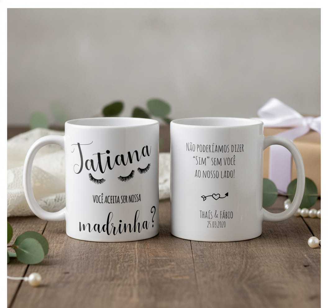 Caneca Lembrança Feminina Convite Madrinha de Casamento - Casamento (Madrinhas)