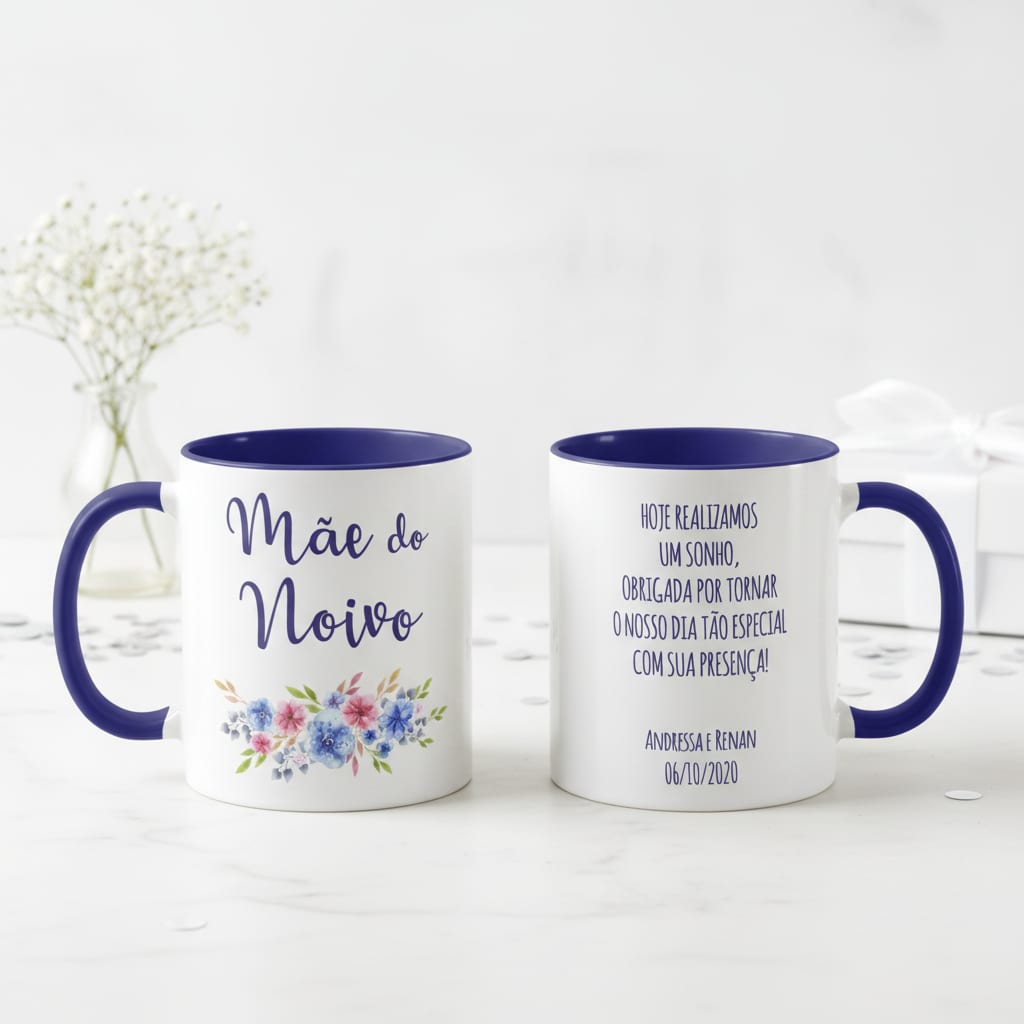 Caneca Lembrança Mãe do Noivo Recordação Casamento Azul - Casamento (Convidados)