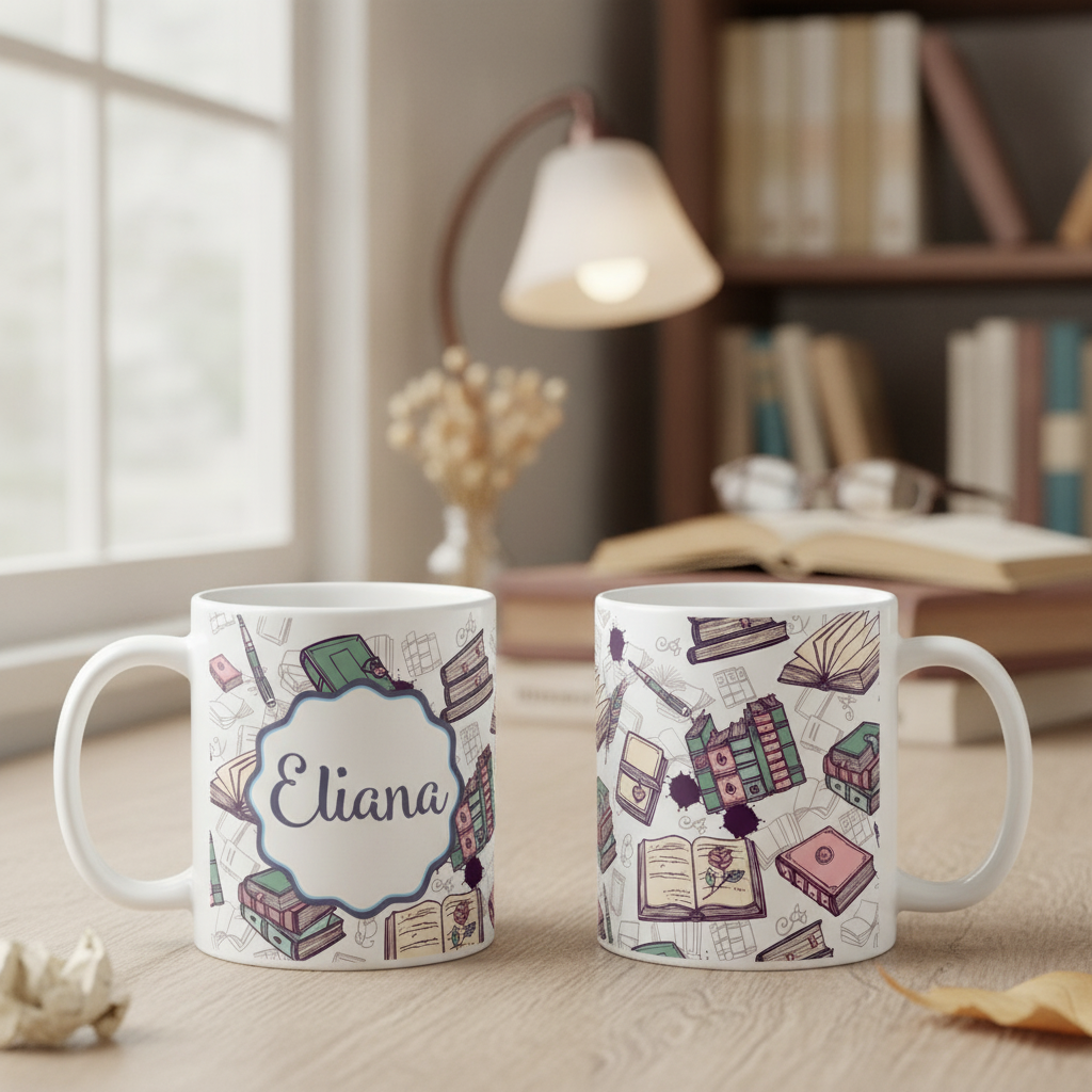 Caneca Livros Presente Criativo Literatura Livros com Nome - Hobbies (Leitor(a))