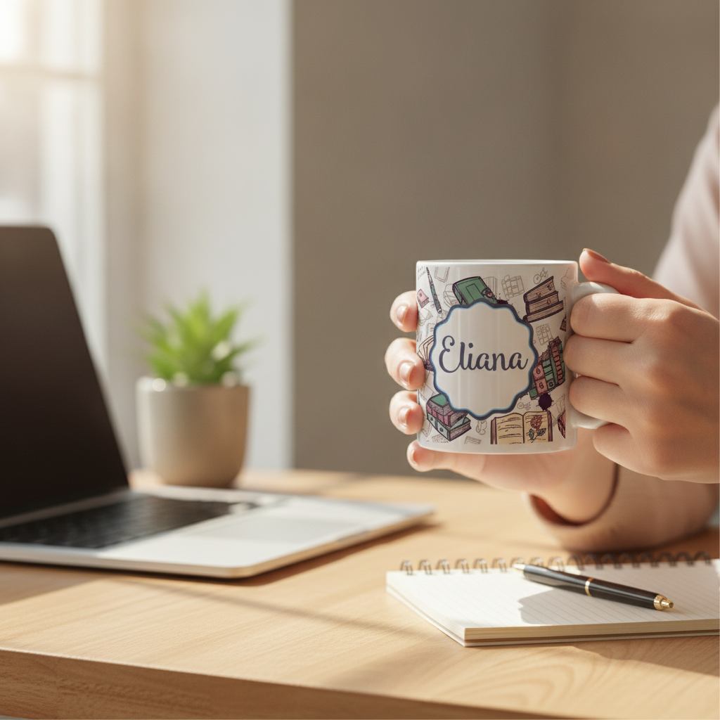 Caneca Livros Presente Criativo Literatura Livros com Nome