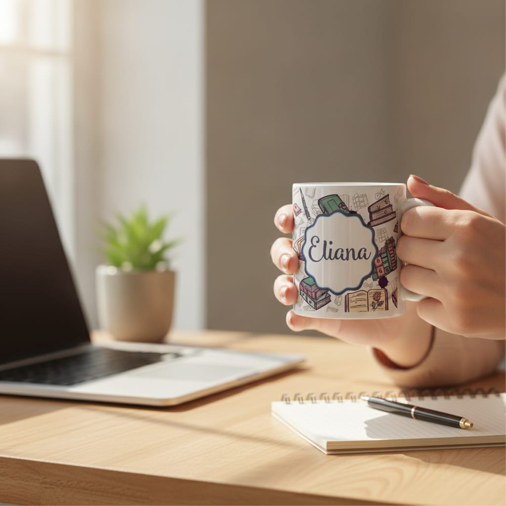 Caneca Livros Presente Criativo Literatura Livros com Nome