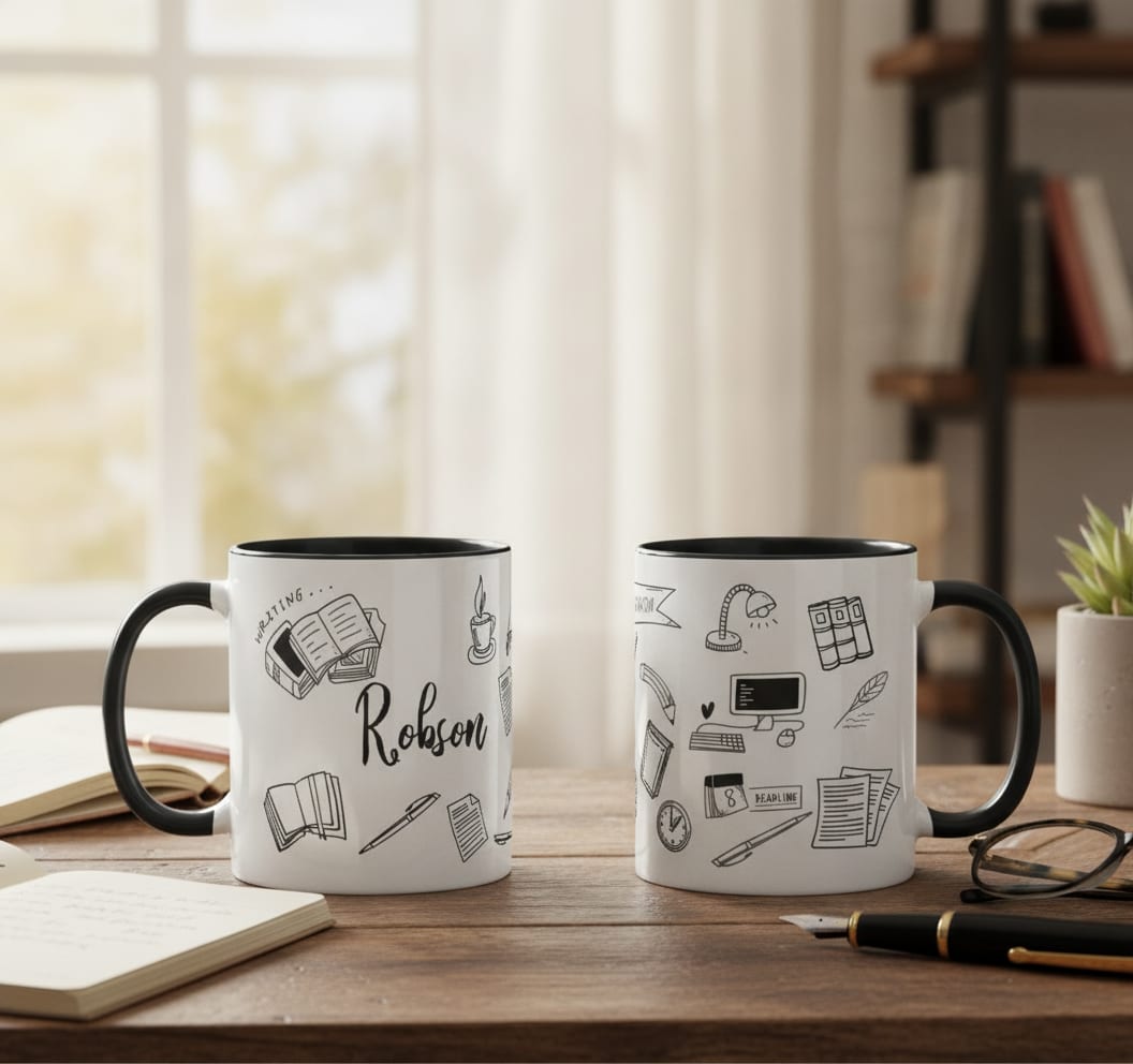 Caneca Livros Presente Personalizado Profissão Escritora - Profissões (Escritora)