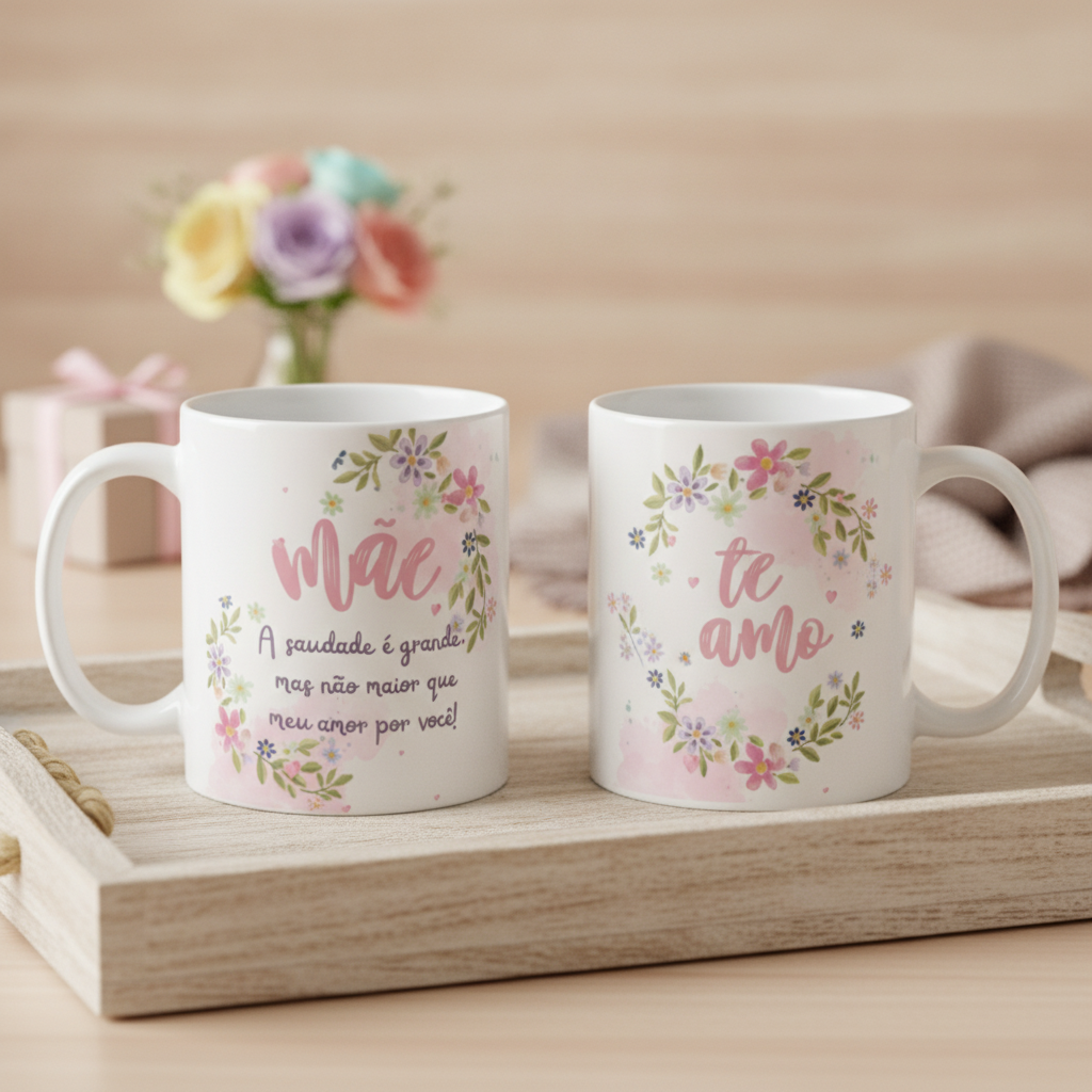 Caneca Mãe a Saudade É Grande Presente para o Dia das Mães - Família (Mãe)
