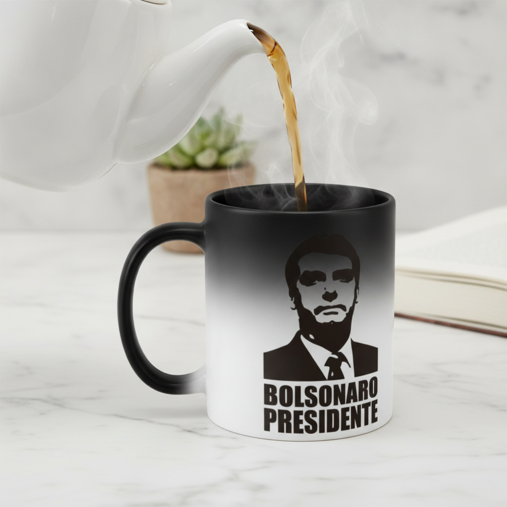 Caneca Mágica Bolsonaro Presidente 2022 + Caixinha Presente