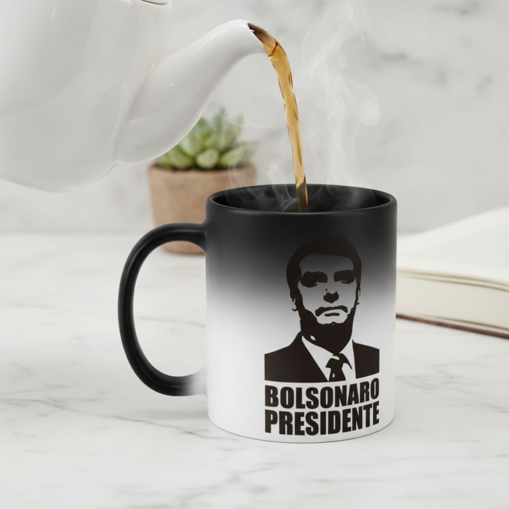 Caneca Mágica Bolsonaro Presidente 2022 + Caixinha Presente