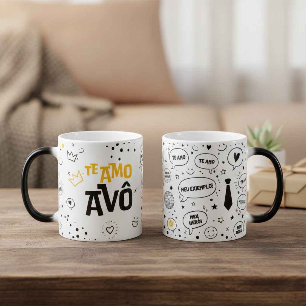 Caneca Mágica Criativa Presente Especial Te Amo Vô Vovô - Família (Vovô/Avô)