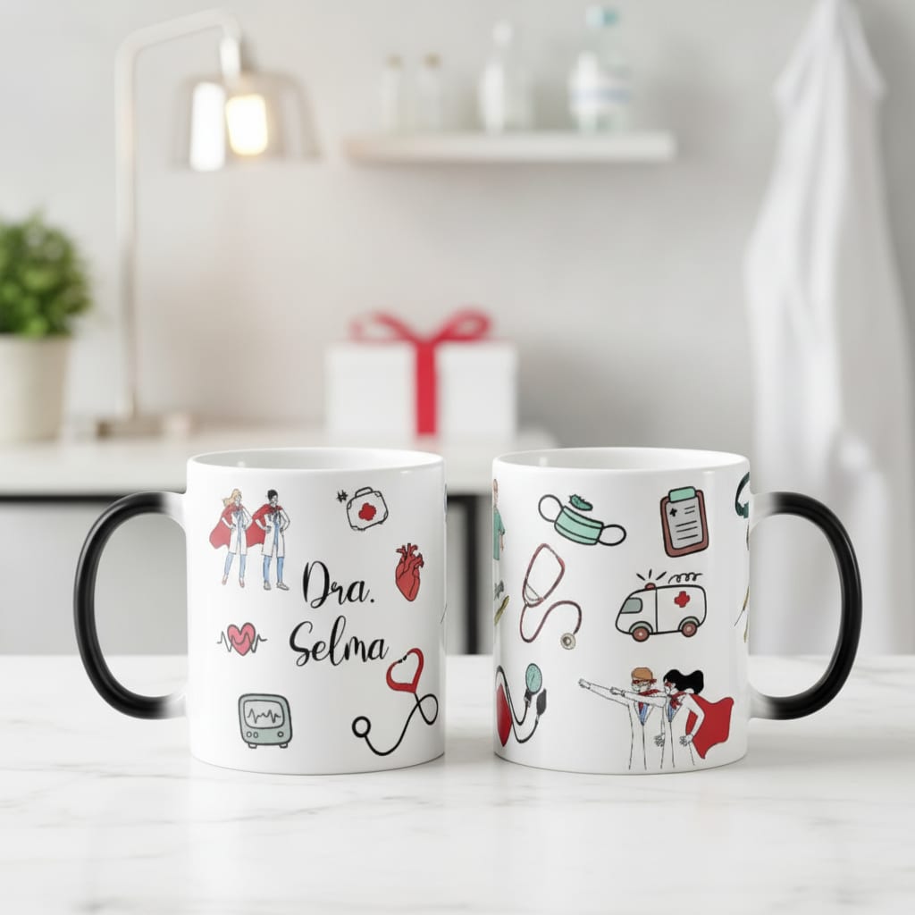 Caneca Mágica Criativa Profissão Medicina Clínica com Nome - Profissões (Médico(a))