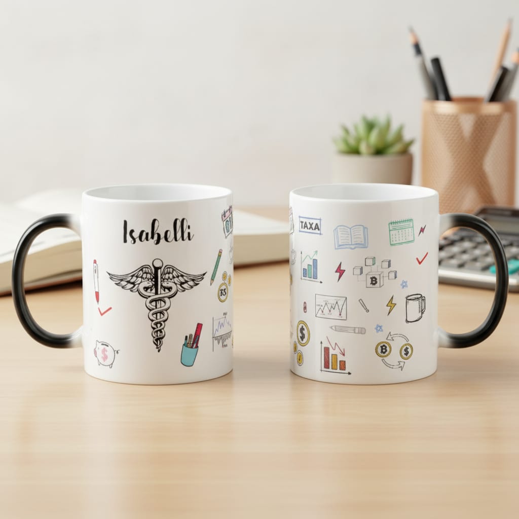 Caneca Mágica Divertida Criativa para Contadores com Nome - Profissões (Contador(a))