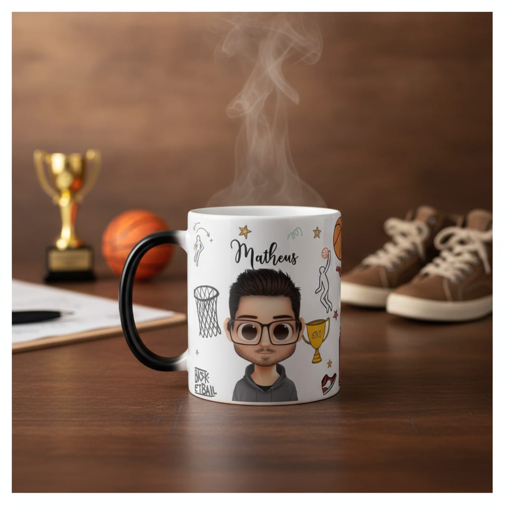 Caneca Mágica Divertida Presente para Treinador de Basquete