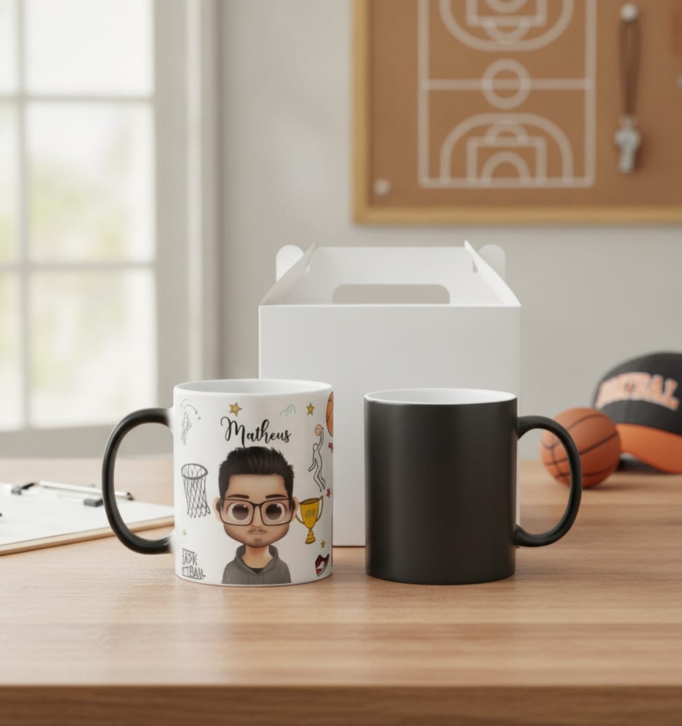 Caneca Mágica Divertida Presente para Treinador de Basquete - Profissões (Técnico de Basquete)
