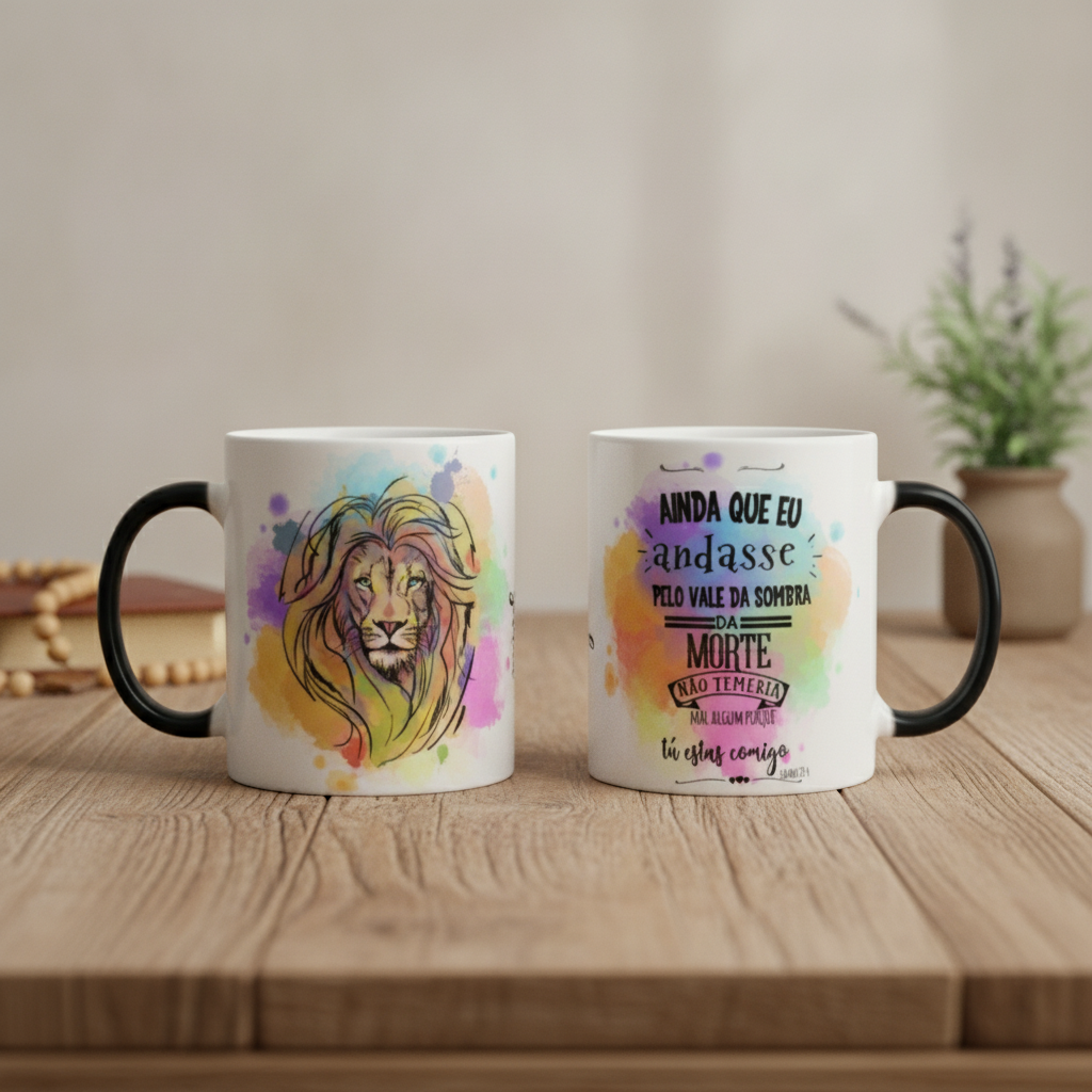 Caneca Mágica Jesus Leão De Judá Yeshua Salmo Presente - Religioso
