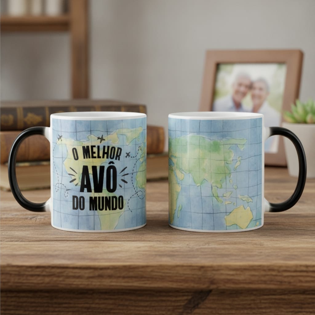 Caneca Mágica Personalizada Melhor Avô do Mundo - Família (Vovô/Avô)