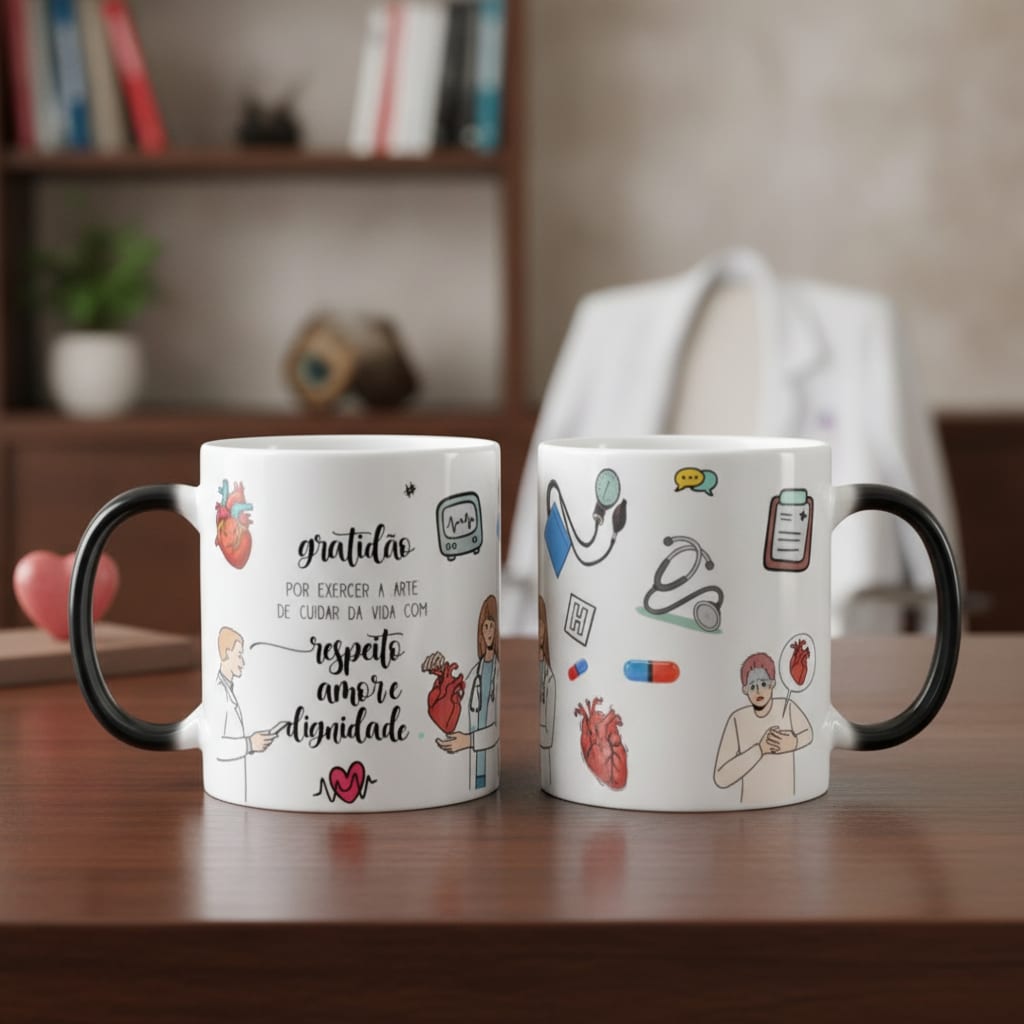 Caneca Mágica Presente Criativo Cardiologia Cardiologista - Profissões (Cardiologista)