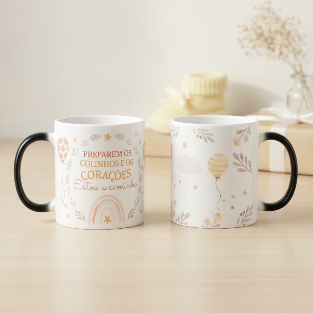 Caneca Mágica Presente Criativo para Contar Gravidez - Anúncio de Gravidez (Bebê)